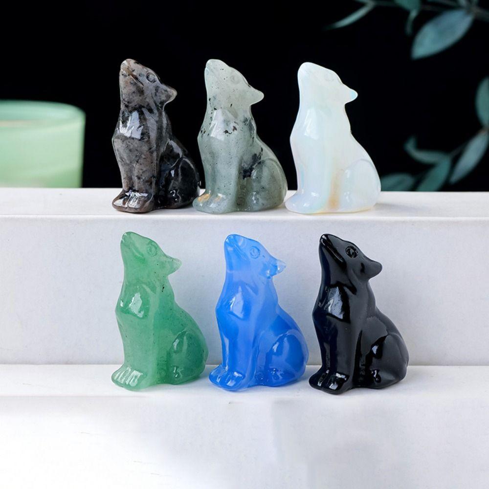 Natural Crystal Little Wolf Crafts Animal Ornament Multi-purpose Crystal Wolf Statue Home Decor