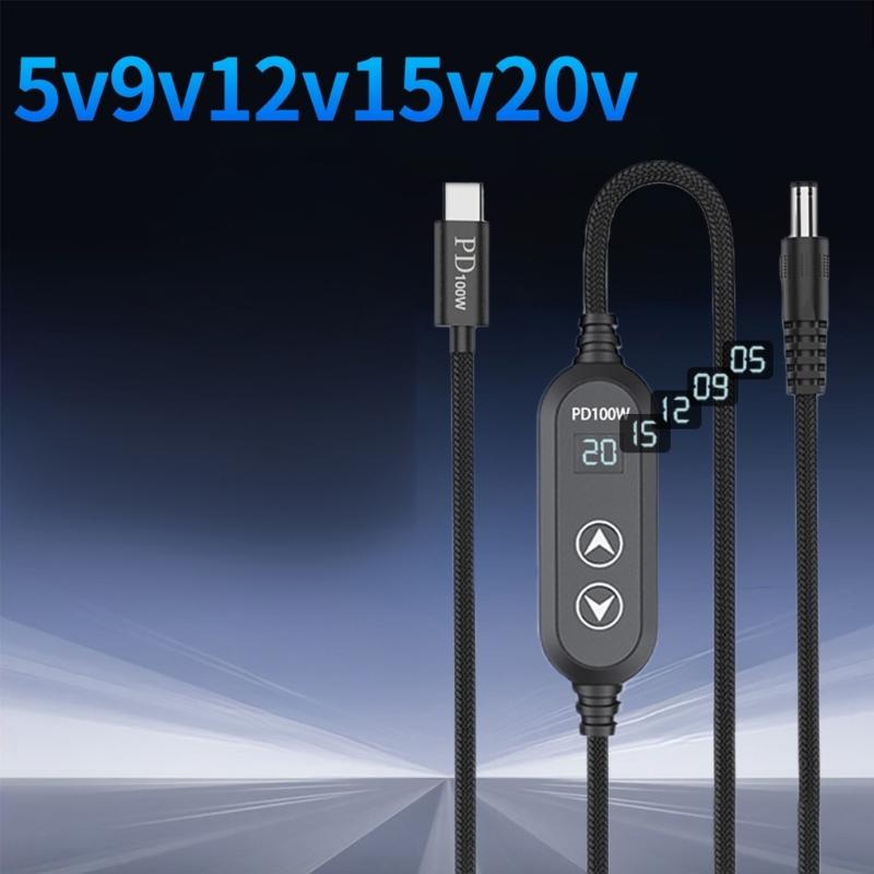 USB C Power Cord with 28 Adapters 100W Highest Efficiency Variable Power Supply DC5.5 Type C Charging Cable 120cm