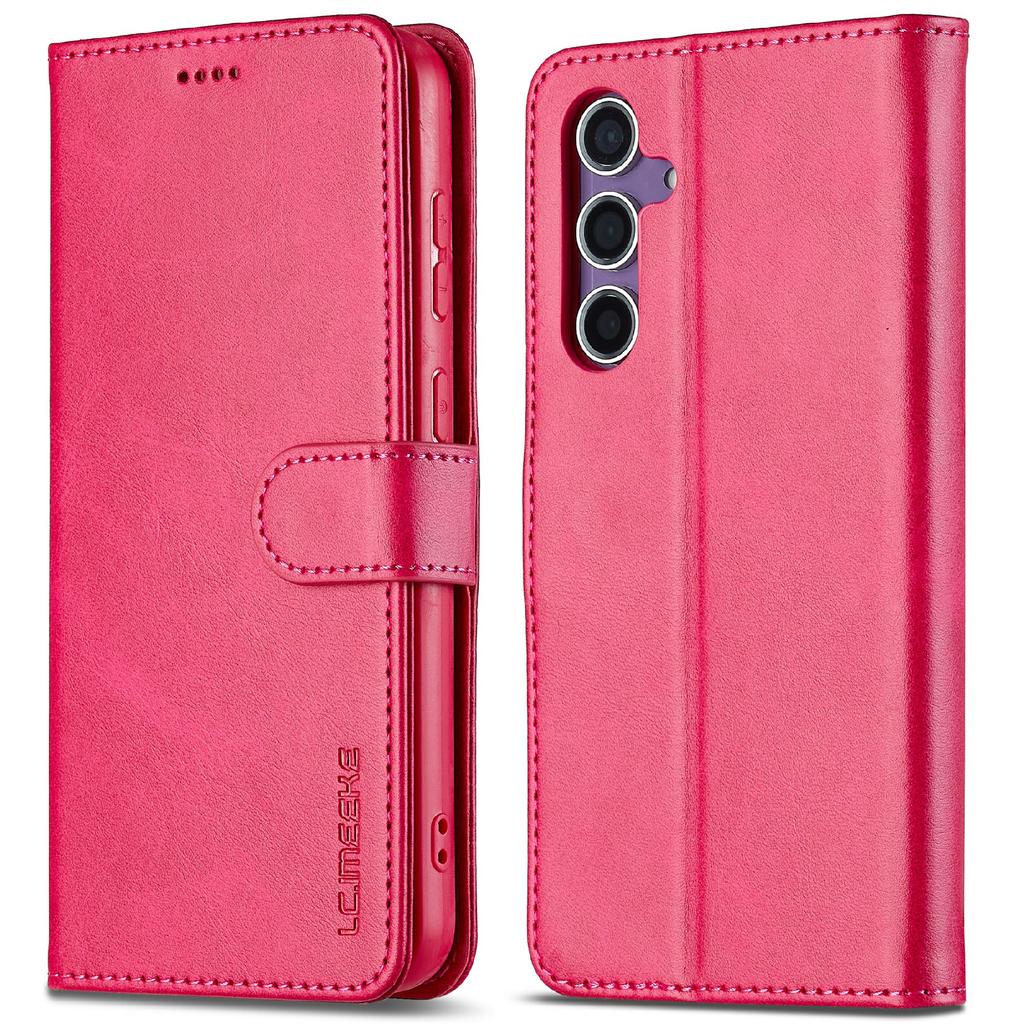 LC.IMEEKE For Samsung Galaxy S25 Case Calf Texture PU Leather Stand Wallet Phone Cover