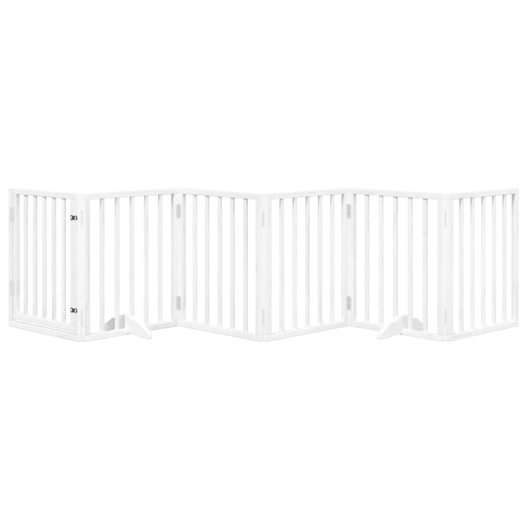 6 Piece Foldable White Dog Gate 300 cm Poplar Wood