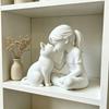 3D-печатная скульптура девочки и кошки Пластиковая настольная фигурка кошки Украшения для девочки и кошки Домашний декор