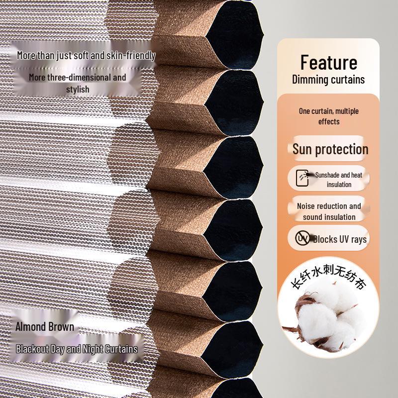 Punch-Free Day & Night Honeycomb Blinds: Heat-Insulating Full Light-Blocking Curtains for Bedroom, Living Room, and Study