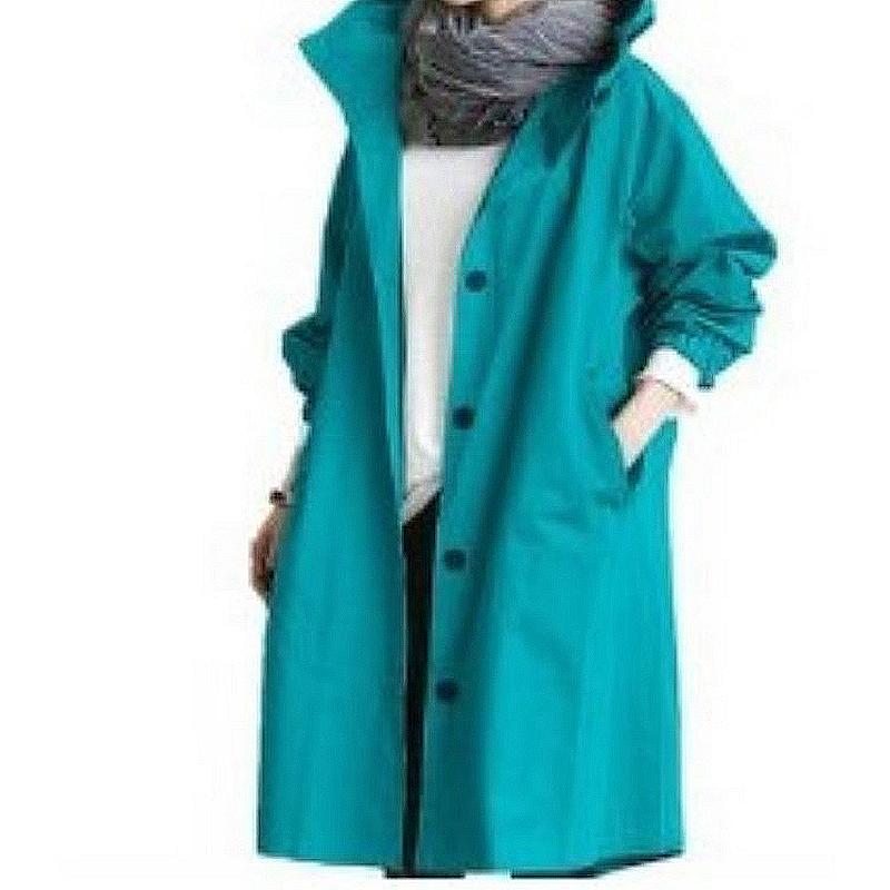 Британский стиль винтаж осень тонкий карман капюшон с длинными рукавами ветровка свободная пальто средней длины куртка женская одежда однотонный новый