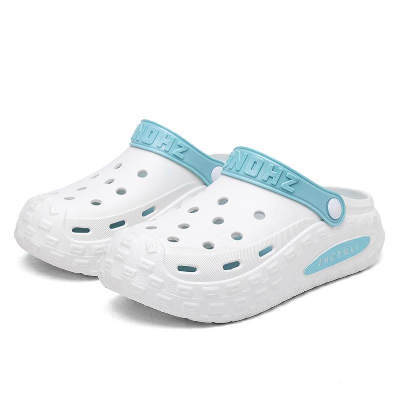 Туфли с дырочками мужские и женские трендовые пляжные туфли летние удобные туфли шлепанцы мужские с закрытым носком на платформе сандалии