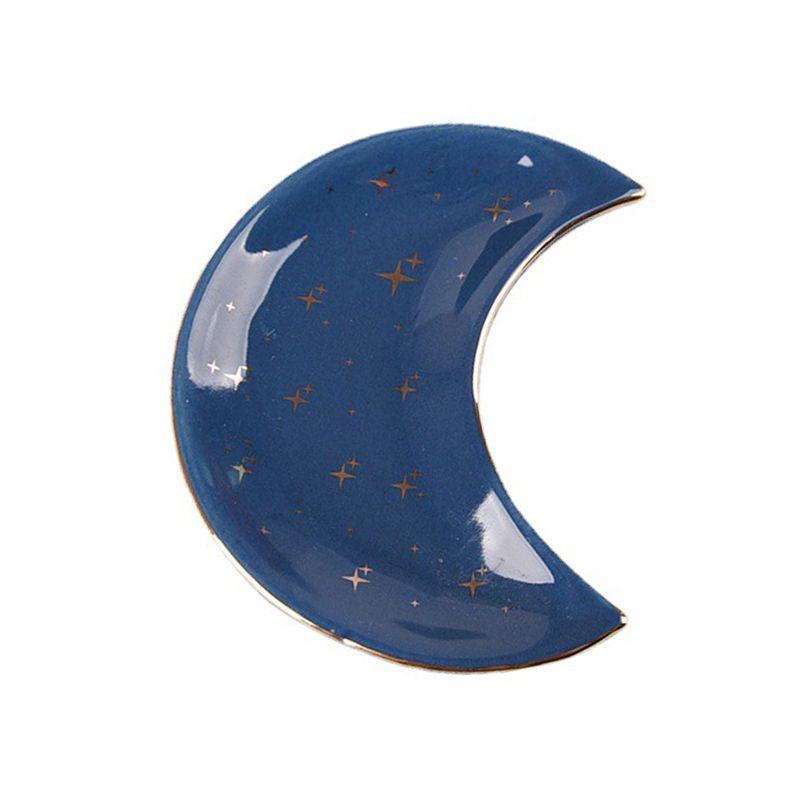Ceramic Moon Shape Small Jewelry Dish Trays Earrings Necklace Ring Storage Plates Fruit Dessert Display Bowl Decoration Tray