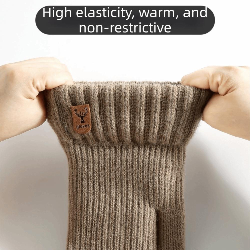 Thick Warm Gloves Warm Knit Mittens Suitable Double-Layer Mittens Winter