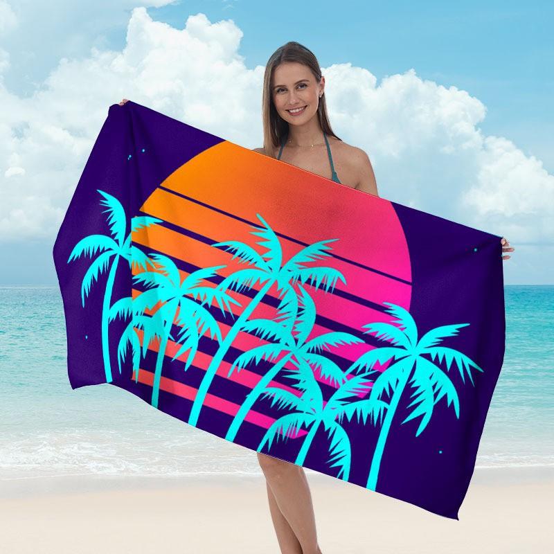 Custom Printed Microfiber Beach Towel Quick Dry Sports Swimming Pool Outdoor Travel Yoga Gym Sun Protection Double Sided Plush Bath