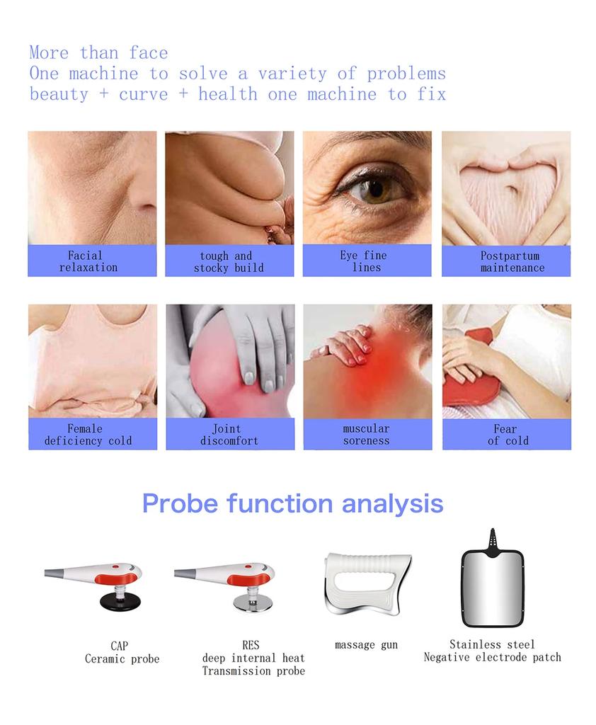 Upgrade 448KHZ RF Tecar Therapy RET CET Diathermy Fat Removal Machine Anti-Cellulite Relieve Pain Home Appliance Muscle Massager