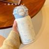 Thermos cup ins new girls high-value stainless steel cartoon straw cute kitten student portable water cup