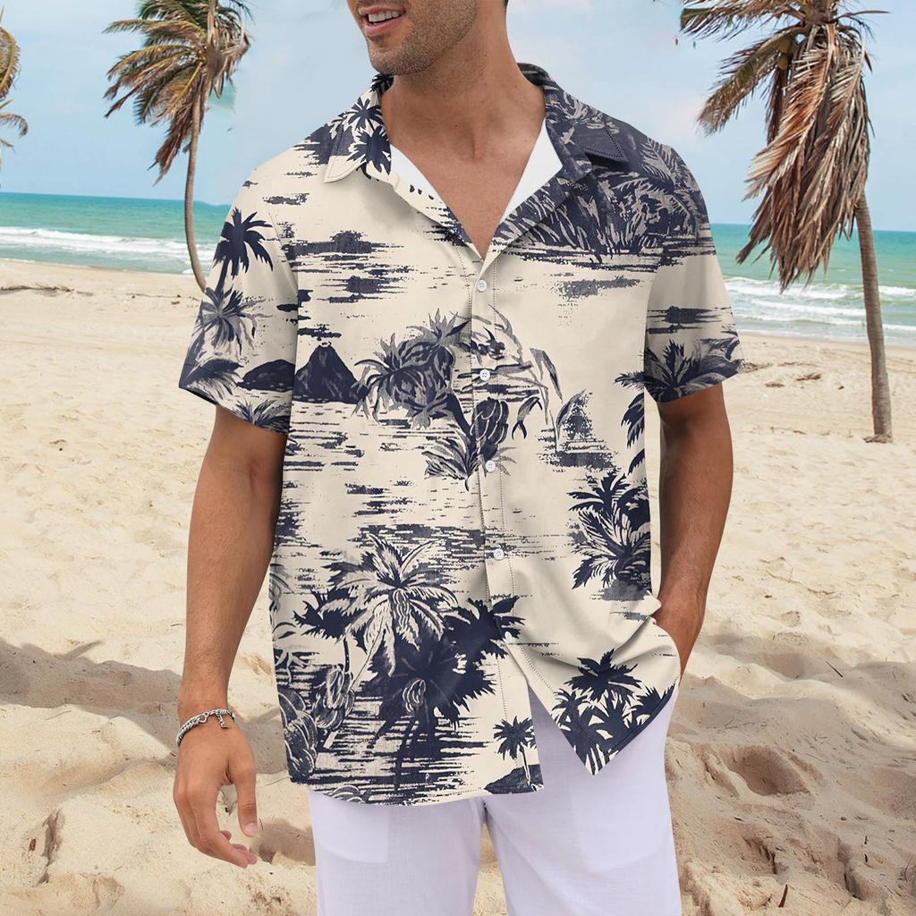 Рубашка для мужчин, мужские винтажные рубашки для боулинга на пуговицах, летняя пляжная рубашка с коротким рукавом