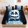 Cartoon Marshmallow DJ Anime Bedding Set Digital Printed Bed Sheet And Pillowcase Cartoon Design Elastic Fitted For Bedroom