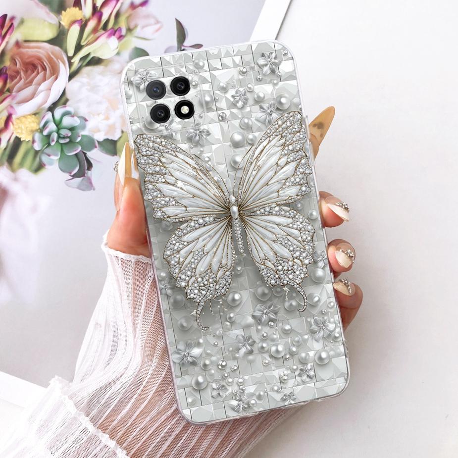 Для Oppo A73 5G Чехол CPH2161 Роскошные Цветы Бабочка Рисованный Чехол Мягкий Тонкий Чехол для Телефона Для Oppo A72 5G OppoA73 5G Fundas Coque