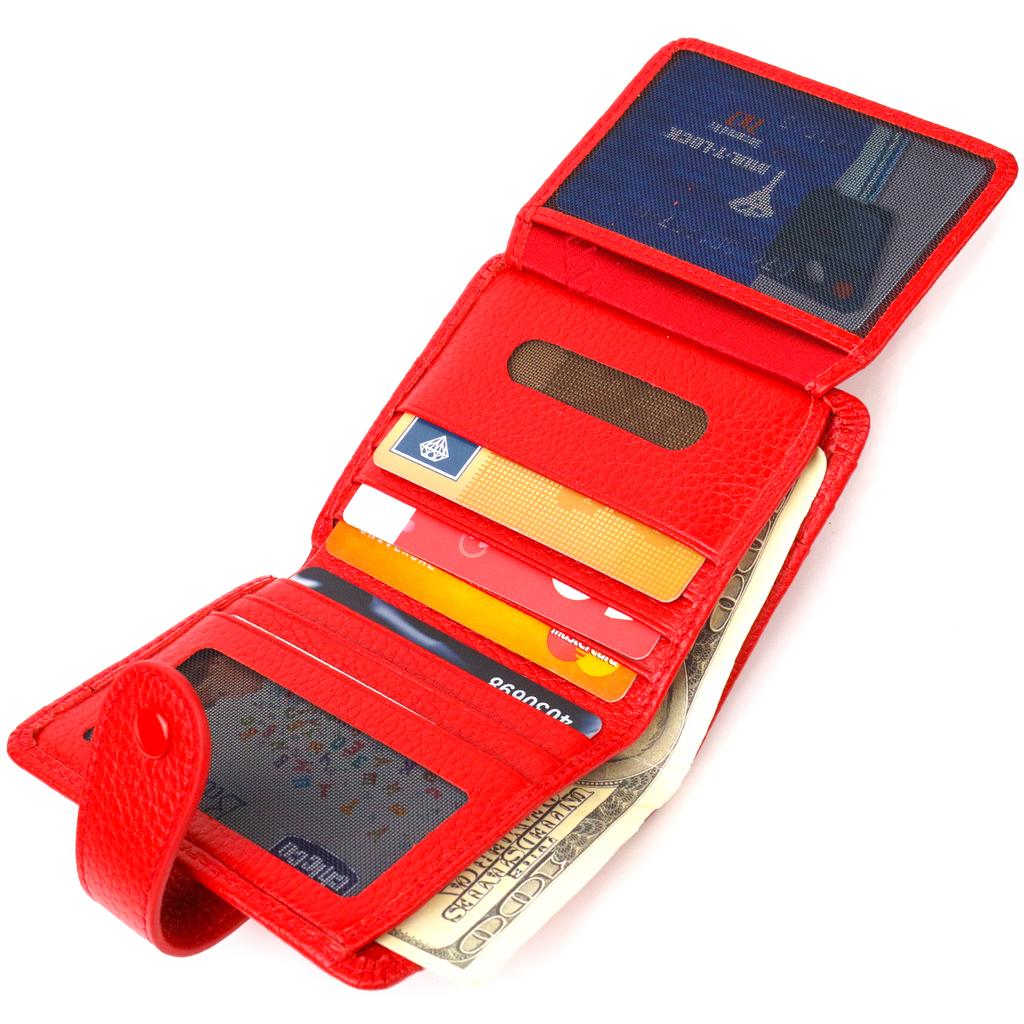 Яркий Женский кошелек из натуральной зернистой кожи CANPELLINI Wallet 21690 Красный