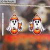 2D Flat Halloween Earrings Pumpkin Ghost Pattern Acrylic Dangle Earrings Women Girls Jewelry Gift