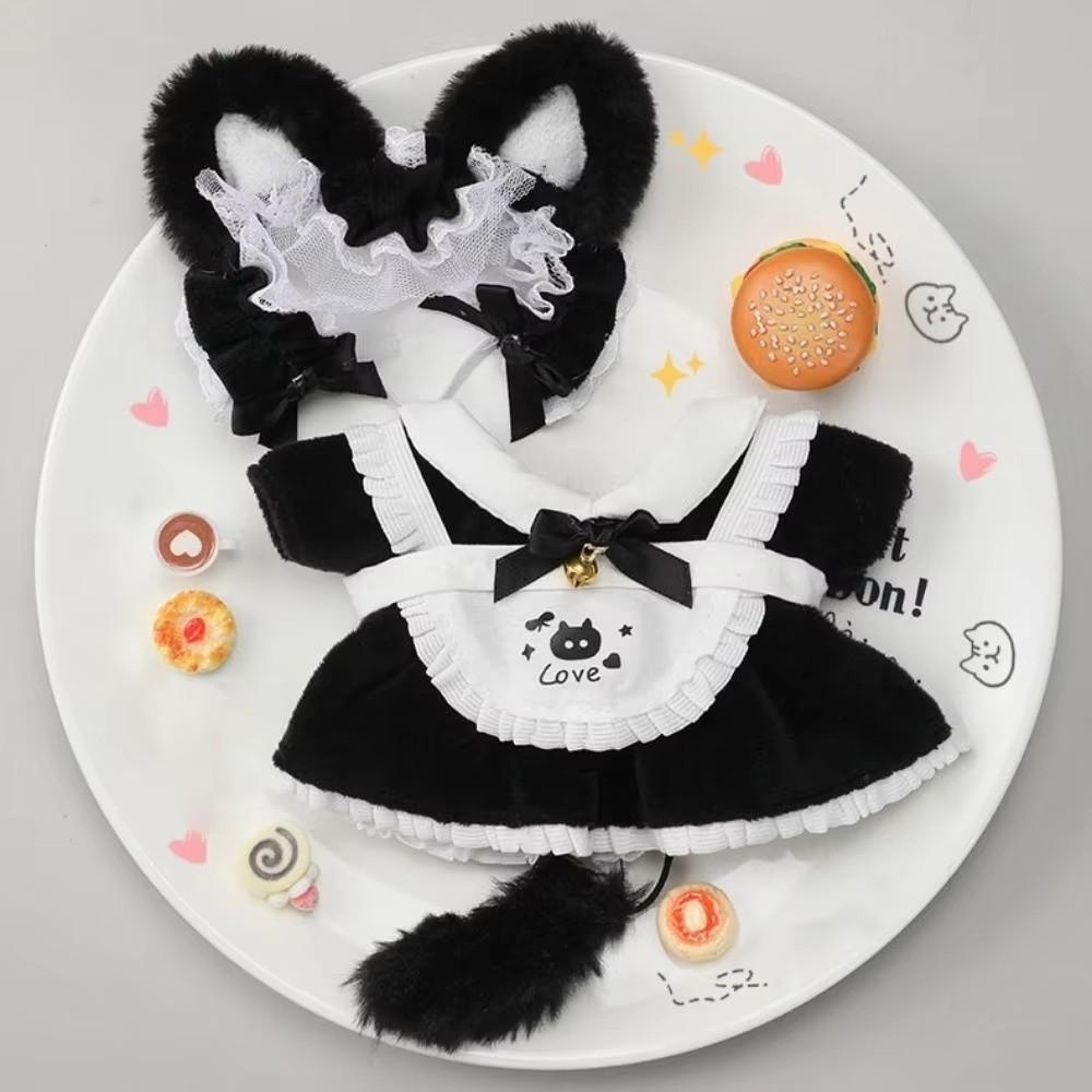 Bow Skirt Outfit Doll Clothes Cat Tail Cotton Doll Clothes Mini Maid Dress DIY Gift Toys