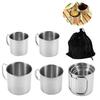 Stainless Steel Folding Handle Cup Set with Storage Bag Portable Carabiner Cup