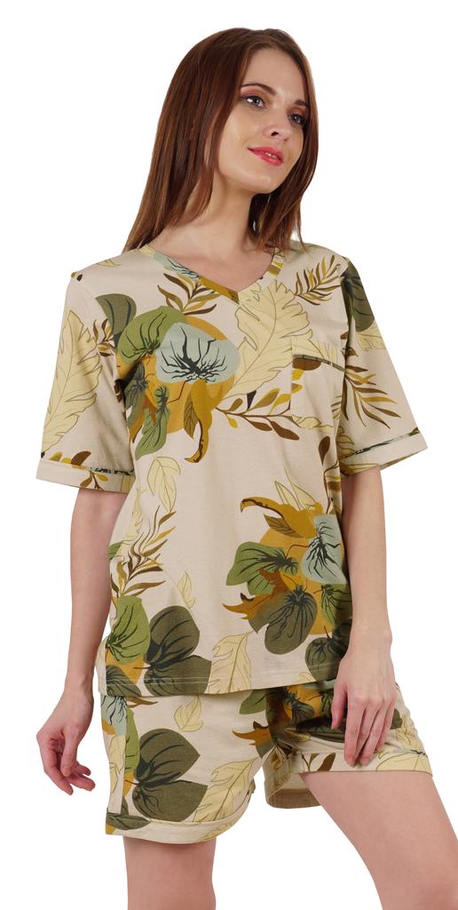 Inkmeso Printed Nightwear Shorts Set For Women Top And Short Sleepwear Sets 2
