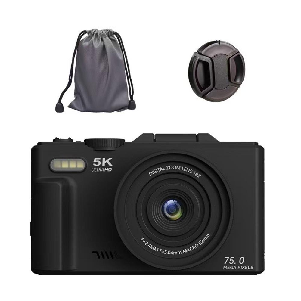 5K HD Flip Screen Camera WD08 with WiFi, Autofocus, Beauty Filters, Retro Mirrorless Design.