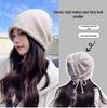 2024 Women's Autumn/Winter Internet Celebrity Pile Hat: Face-Revealing, Big Head, Ear Protection, Drawstring, Curled Edge Knit Hat