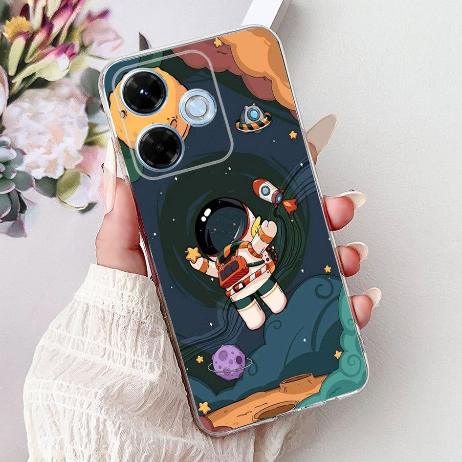 New For Xiaomi Redmi 13x 4G Case Cute Cartoon Panda Machine Flower TPU Soft Silicone Cover For Xiomi Redmi 13X Shockproof Bumper