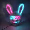 LED Halloween Scary Killer Bunny Headgear Carnival Masquerade Dance Horror Costume Props Glowing Cosplay Bloody Rabbit Mask