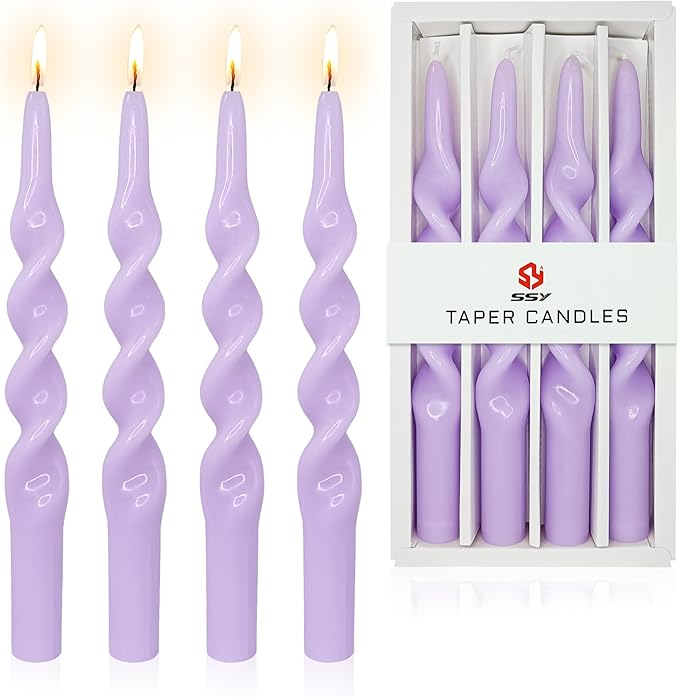 White Spiral Candlesticks Unscented -Set of 4 Twisted Candle Tapers for Holiday Wedding Party Home Dinner Decoration Party