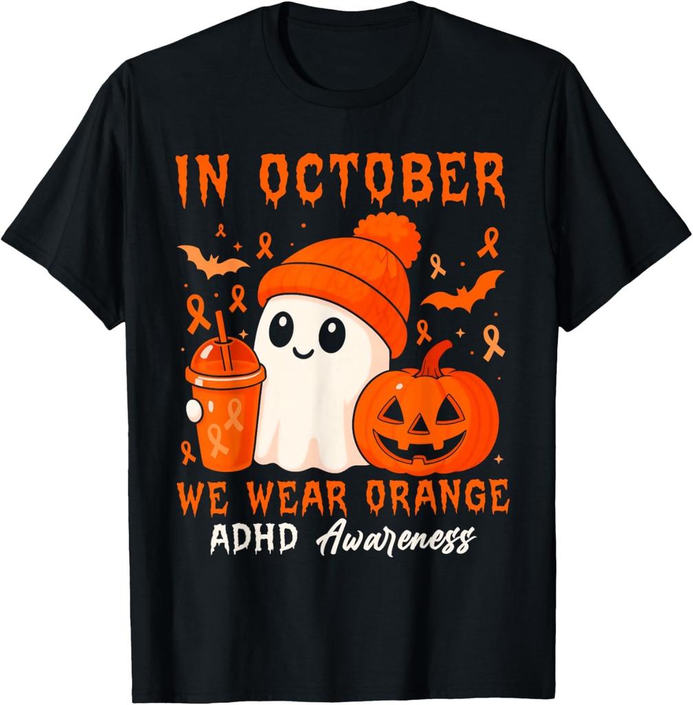 In October We Wear Orange Awareness Ghost Pumpkin Unisex T-Shirt