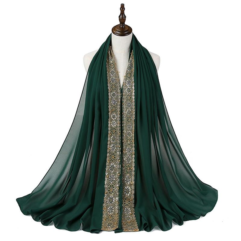 Женский Мусульманский Кружевной Пузырчатый Шифоновый Хиджаб Платок Foulard Femme Musulman Исламские Платки на Голову Арабские Головные Уборы