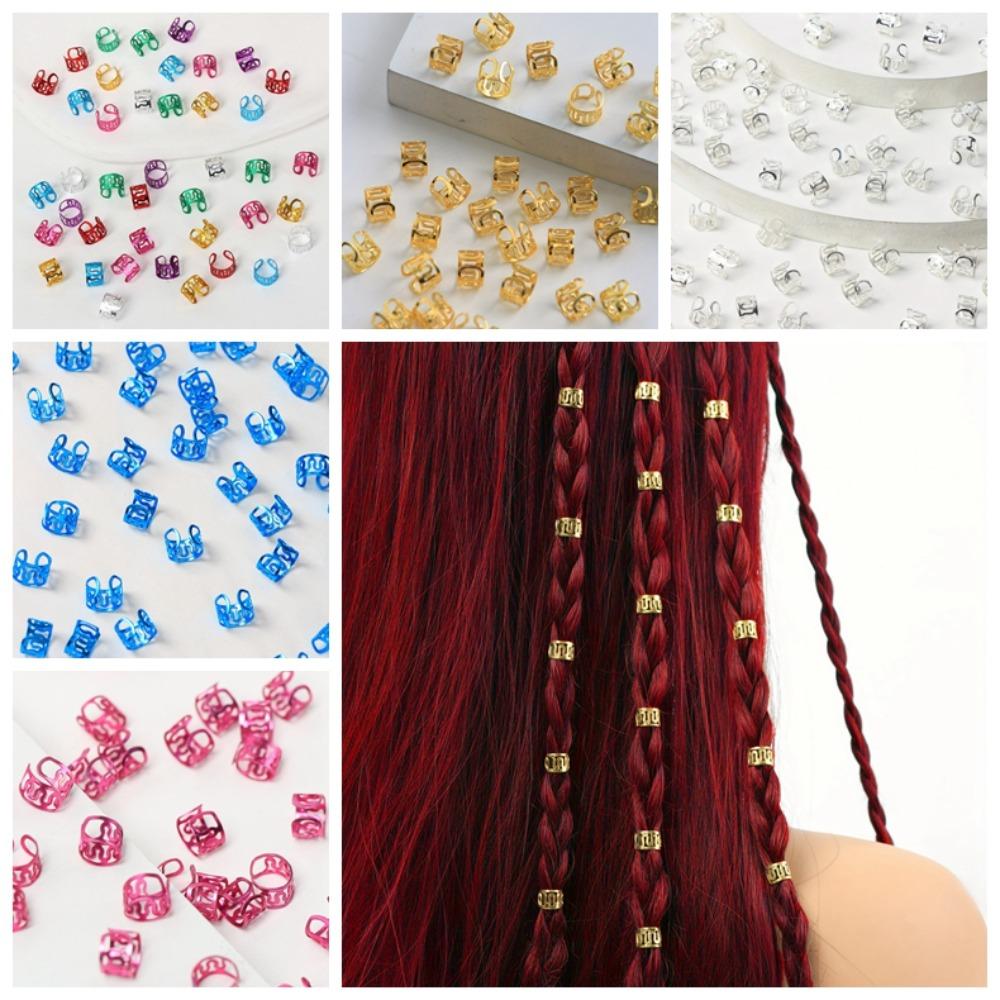 40pcs Metal Cuff Clips Dreadlocks Beads Dread Locks Hair Braid Tubes for Braids