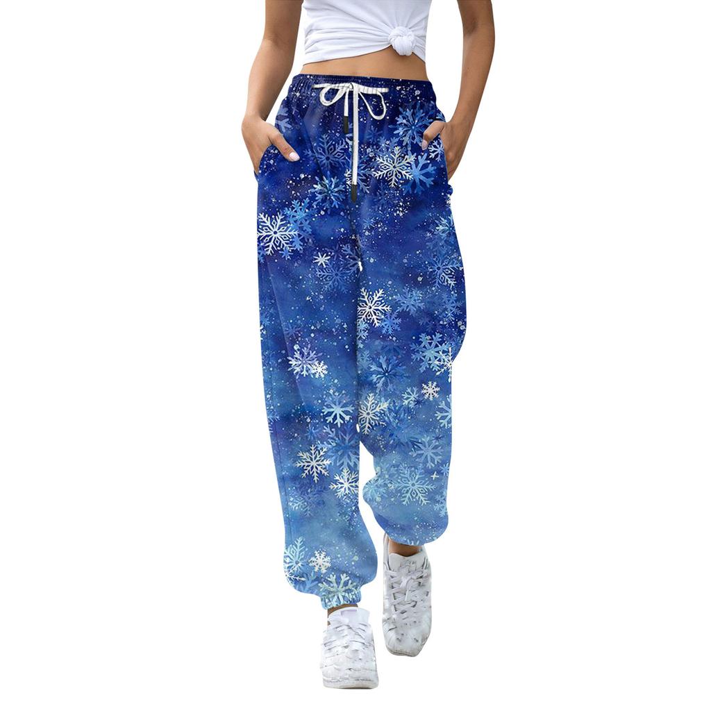 Women's Casual Fashion Christmas Printed Casual Sweatpants Elastic Waist Drawstring Pants
