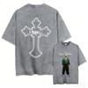 Футболка мужская Tupac 2pac All Eyez on Me Cross Винтажная стираная Хип-хоп Мода Ретро Футболка Мужская Повседневная Оверсайз Футболки