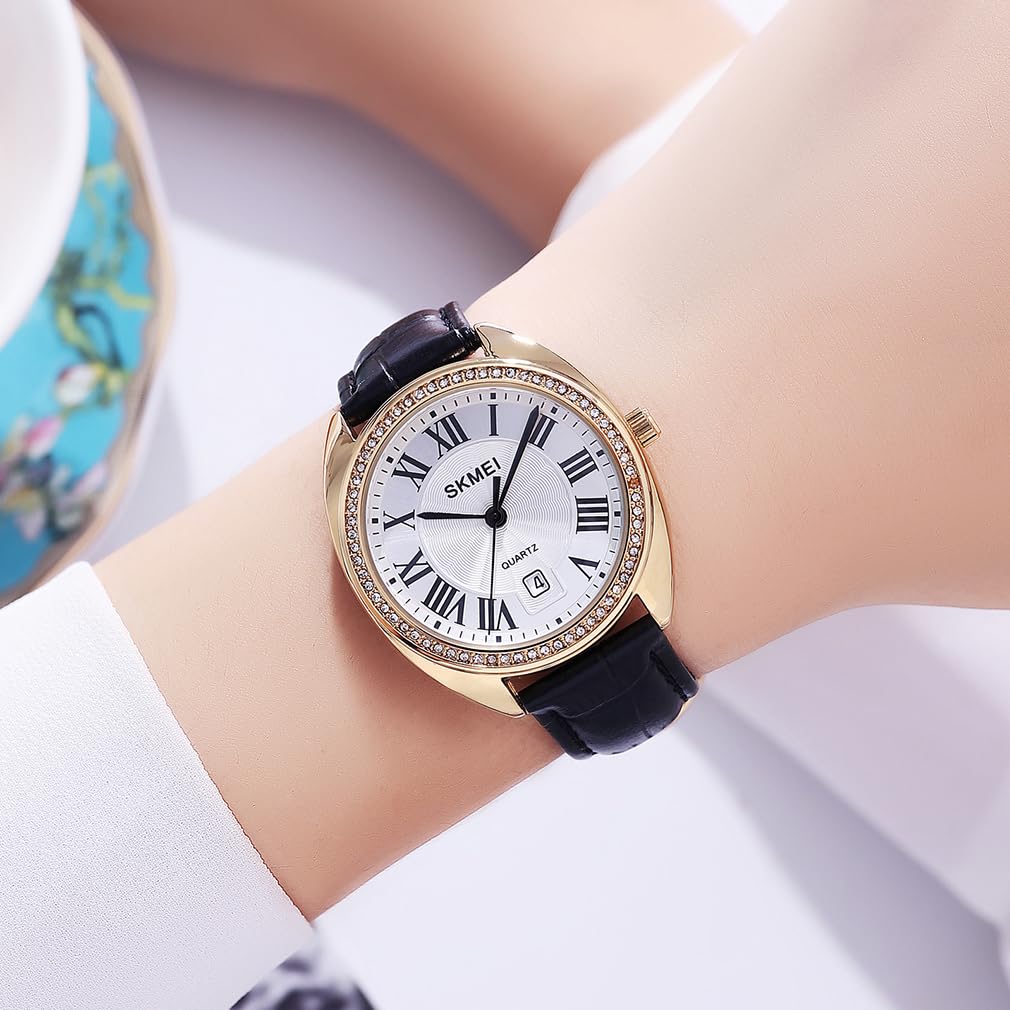 Кожаный ремешок High School Black Gold Watch для женщин Женские часы, Стильные, Часы, Повседневные, Деловые, Простые, Легкие, Женские часы, Водонепроницаемые,