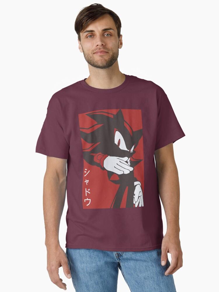 Sonic the Hedgehog Normal Black Shadow Hedgehog anime manga style Background Red Classic T-Shirt