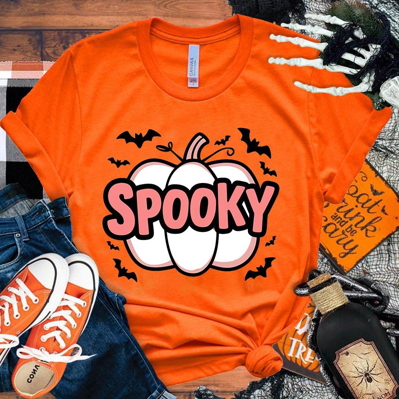 Halloween Pumpkin Spooky Funny Harajuku Print Short Sleeve Top