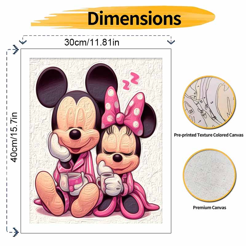 Disney Mickey Minnie Sleeping Oil Painting Art Painting Kit Handmade DIY Gift Home Decoration Bedroom Bedtime Couples Sweet Decor