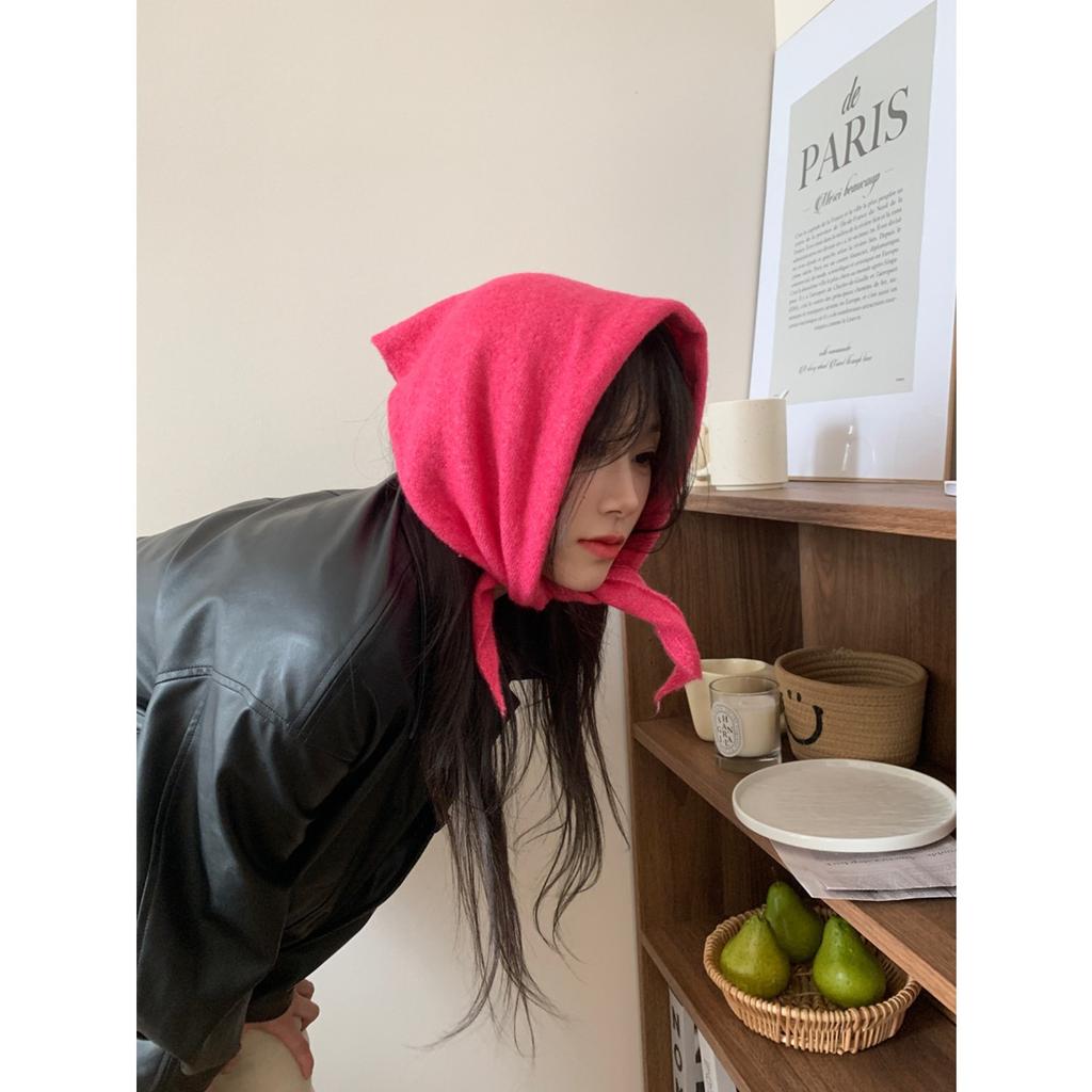 Шерстяной Темперамент, Треугольный Шарф против старения, Вязаная Маленькая Шаль для Женщин на Осень и Зиму, Универсальная Корейская Версия, Завязывается и Носится на Плечах