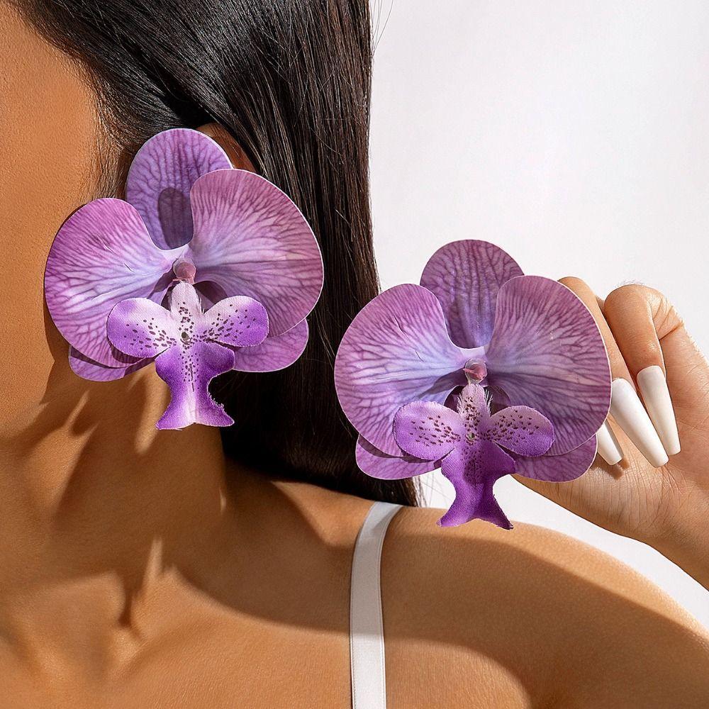 Exaggerated Flower Earrings Simulated Flower Flower Drop Earrings Butterfly Orchid Earrings Women