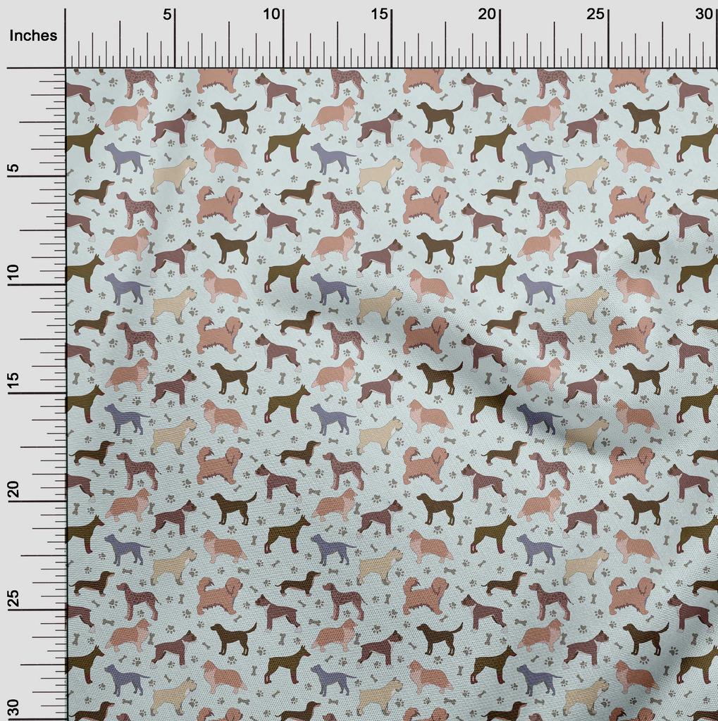 oneOone Cotton Flex Mint Green Fabric Dog Sketch Sewing Fabric By The Yard Printed Diy Clothing Sewing Supplies 40 Inch