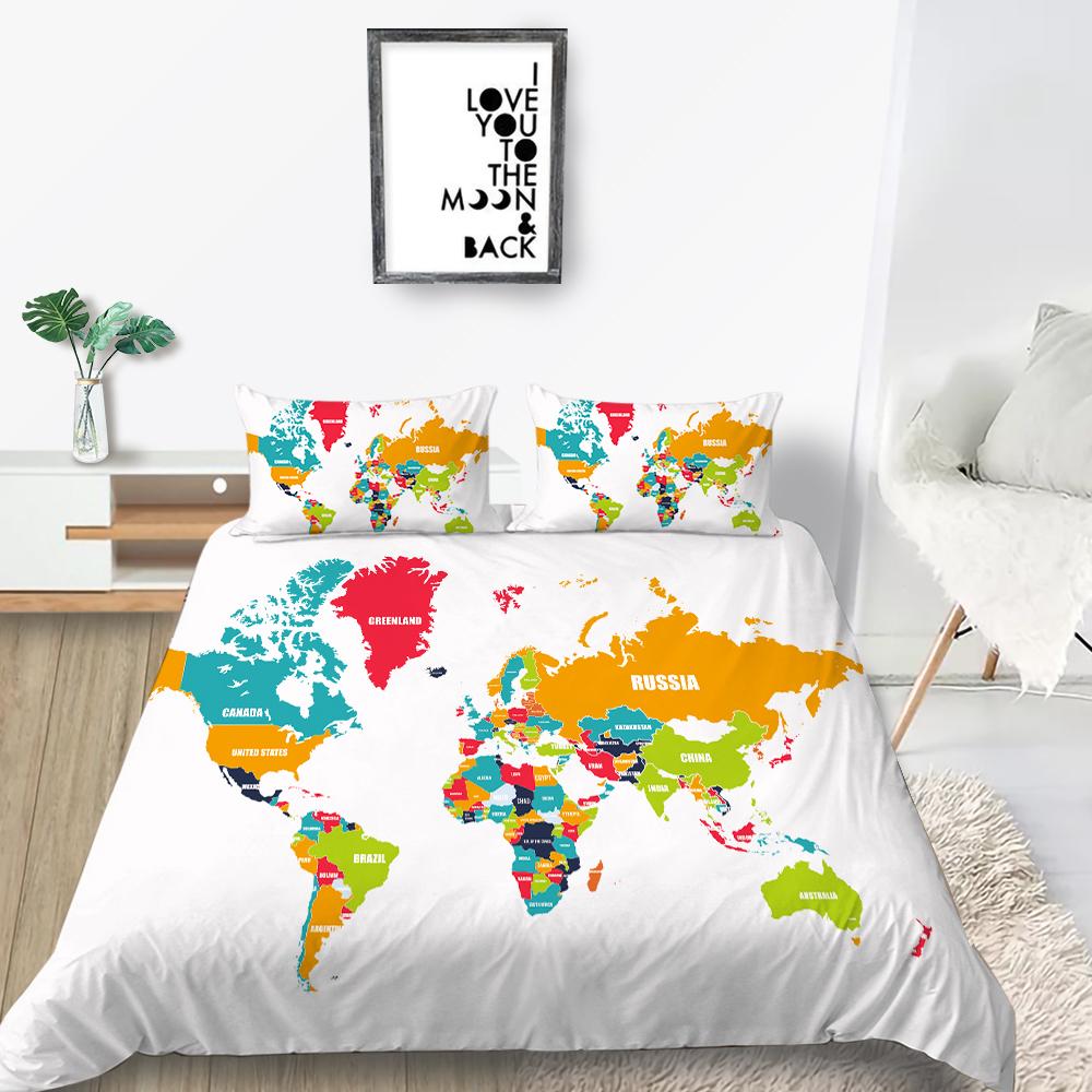 Новая мода Мода Стиль Duver Чехол Набор Уникальный Дизайн Пододеяльник Набор Мальчиков Подростков King Queen Size Роскошные Постельные Принадлежности Костюм Карта Постельные Наборы