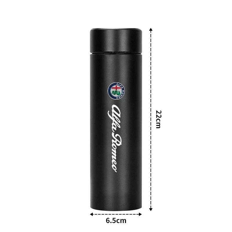BBDK7 For Alfa Romeo 500ml Portable Car Smart Thermos Bottle Temperature Display Cup For Alfa Romeo Giulietta GT 159 147 156 Brera Giu