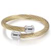 New Stainless Steel 6mm Retro Gradient Braided Cable Wire Titanium Steel Open Simple Steel Wire Bracelet