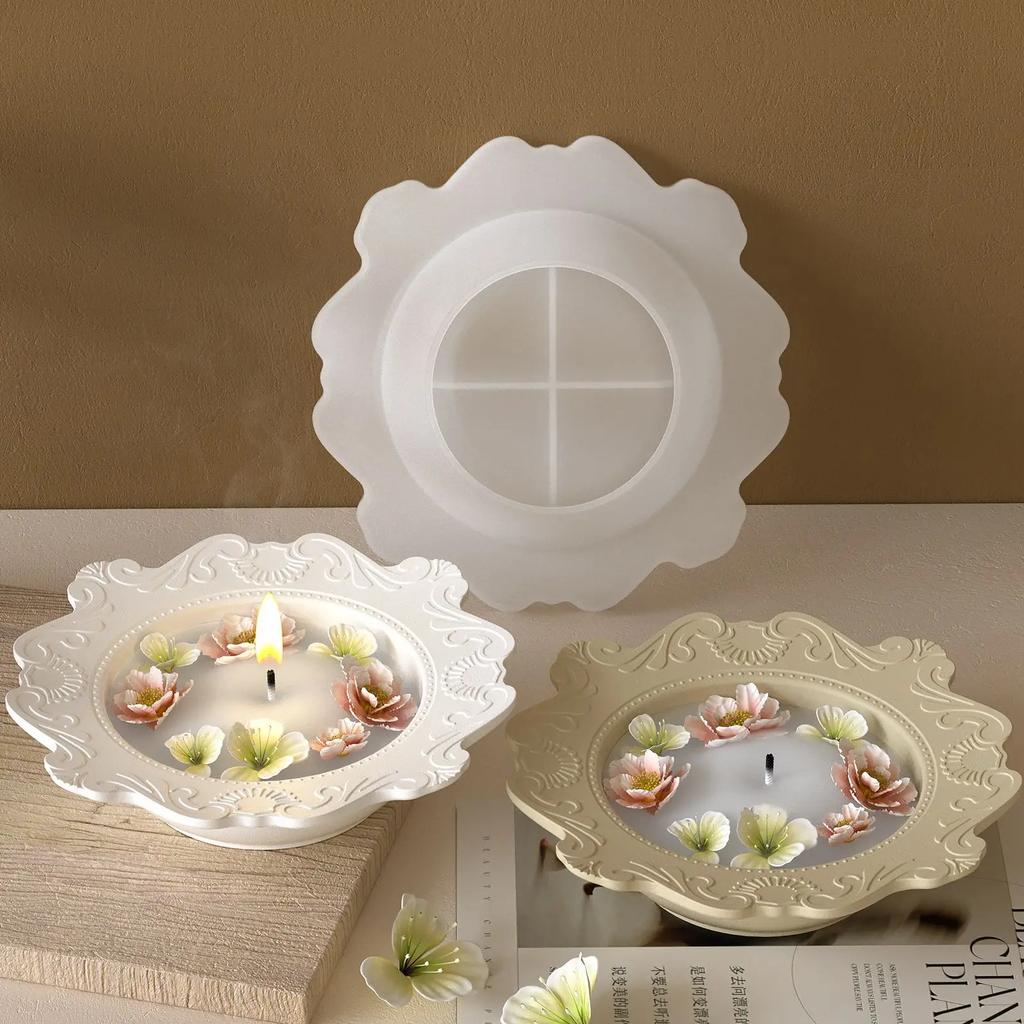 Круглый цементный поднос Силиконовая форма Сделай сам Ручная работа Круглая форма для хранения Тарелки Гипс Бетон Смола Подставка Форма для литья Декор для дома