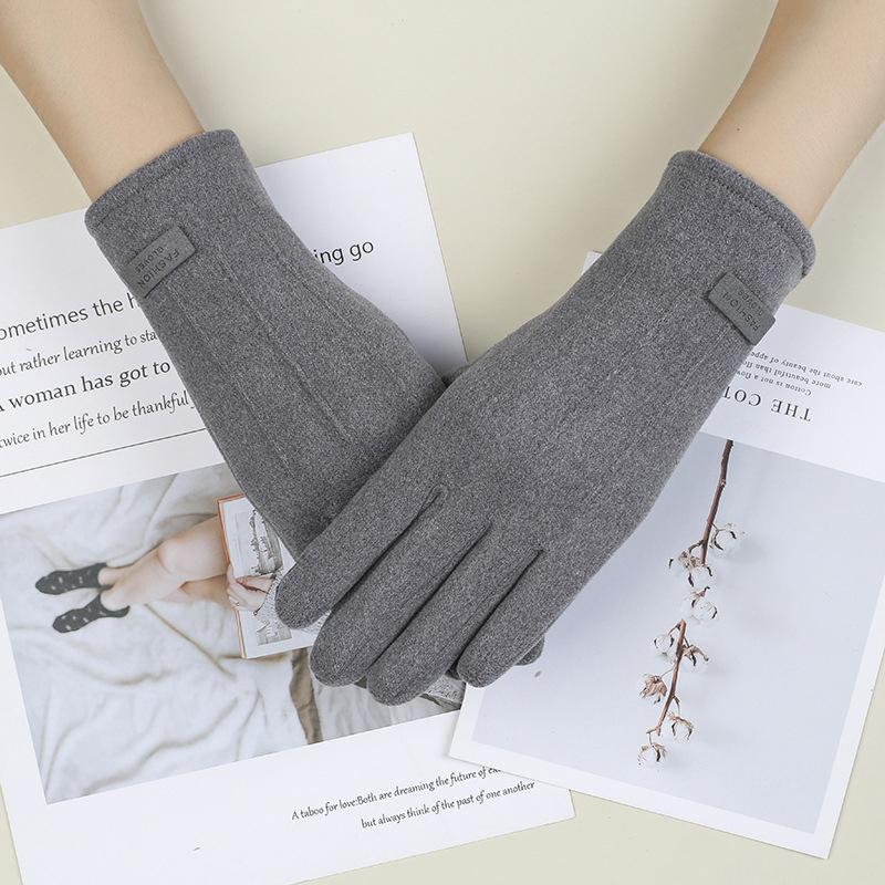 1Pair Winter Women Keep Warm Touch Screen Elegant Simple Cashmere Gloves Elasticity Thickened Soft