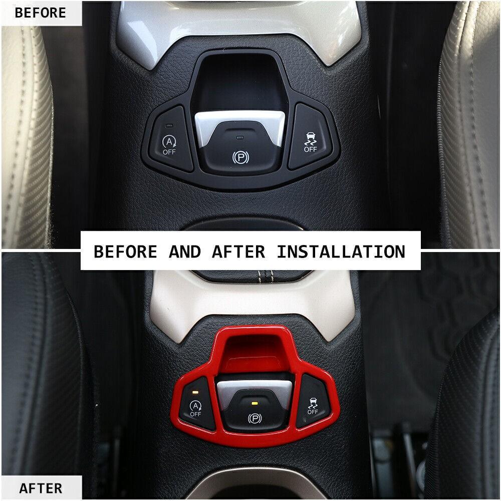 For Jeep Renegade 15-2023 Glossy Red Console Electronic Handbrake Cover Trim