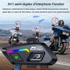 Motorcycle Helmet Bluetooth Headset10 Rider Half-duplex Intercom Distance 300 Meters BT5.3 Waterproof IPX7 with Ambient light