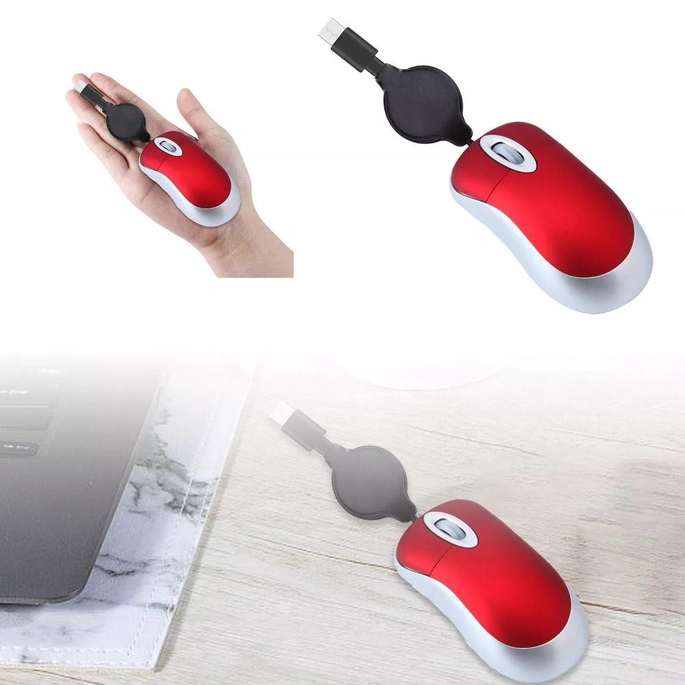 Mini Wired Mouse Retractable Cable Retractable Mouses Creative USB C Mouse