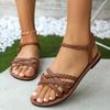 Fashion Summer 2025 Hot Sale Open Toe Women's Sandals Rome Elastic Band Flat with Narrow Band Weave Sandals Outdoor Casual Beach Shoes