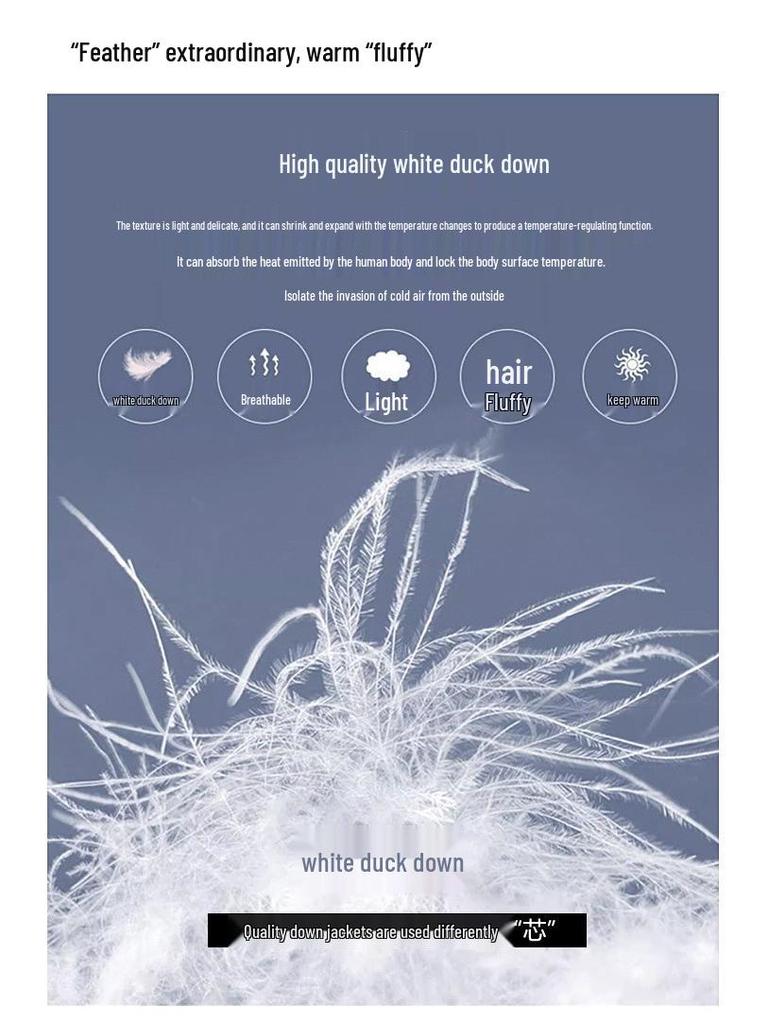 Женская стильная куртка средней длины на белом утином пуху - Зимняя коллекция 2025