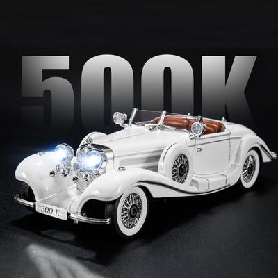 Большой масштаб 1:18 Benz 500K Классическая Модель Автомобиля Игрушка Амортизация Музыка Свет Двери Открываются Модели Ретро Автомобилей Украшения Подарки