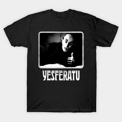 Азиатский размер Хлопковая унисекс футболка Футболка с принтом Yesferatu Nosferatu Позитивный Гот Любитель Хоррора Футболка Печать без вырезания Обычный крой